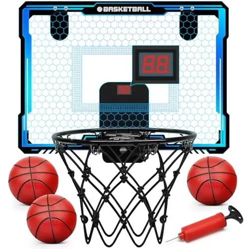 Produktbild: Yimore Mini Basketballkorb fürs Zimmer, Basketballkorb Indoor Wandmontage mit Elektronische Anzeigetafel und LED Licht, Basketballkorb Kinder Sport Spielzeug Outdoor Indoor