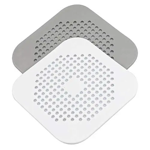 Produktbild: YIMSGO 2 Stück Abflusssieb Silikon, Haarsieb Haarfänger Dusche Sink Strainer Sieb Dusche Abfluss Haare Duschabfluss Duschsieb für Waschbecken Badezimmer Badewanne und Küche (Weiß + Grau)