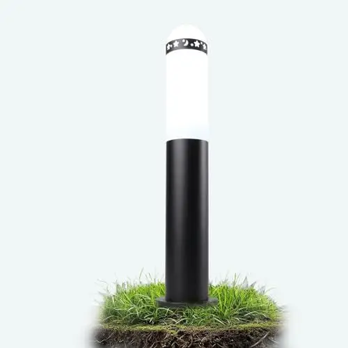 Produktbild: YindaLux Wegeleuchten außen IP44 Wegeleuchte, Pollerleuchte inkl. E27 Fassung Erdspieß,Edelstahl Sockelleuchte Höhe 50cm Gartenbeleuchtung mit Strom für Garten Draußen -Schwarz