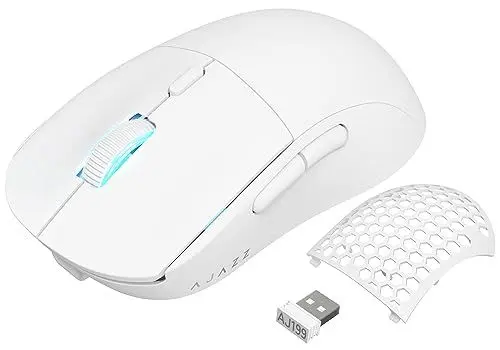 Produktbild: YINDIAO AJAZZ AJ199 Kabellose Gaming-Maus,Ultraleicht (60g),Optischer Sensor Pixart PAW3395,26000 DPI, 2,4 GHz,1ms,USB-C Kabel,6 Programmierbare Tasten,Lange Akkulaufzeit,PTFE-Füße,PC/MAC – Weiss