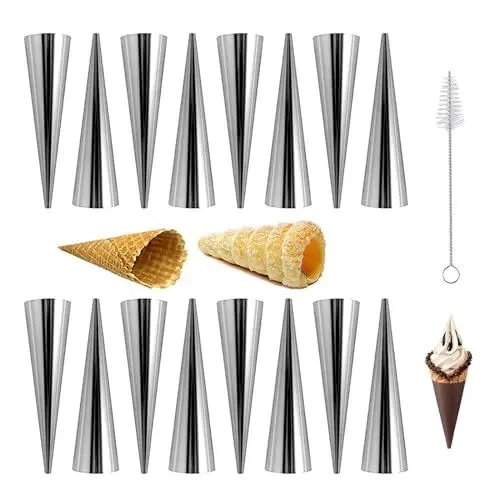 Produktbild: 16 Stück Cannoli Backform Croissant Rohre Edelstahl Sahne Horn Form Edelstahl Cannoli-Form für Hörnchen Kuchen Gebäck