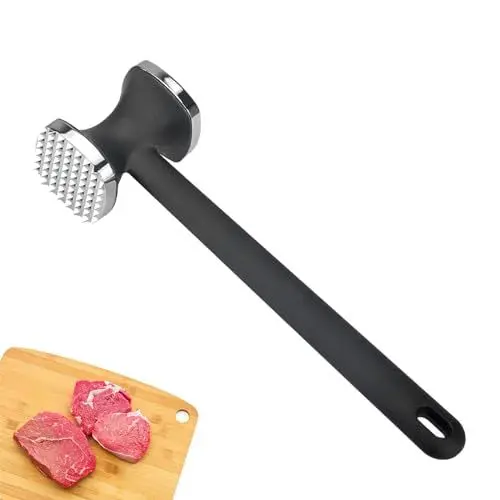 Produktbild: YINGLUOEU Fleischklopfer Edelstahl Fleischhammer mit Rutschfestem Griff Schnitzelklopfer Doppelseiten für Steak Huhn Schnitzel Schwein Fleisch, CN-020203