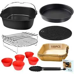 Produktbild: Heißluftfritteuse Zubehör 11-teiliges Set, BPA-frei Quadrat Airfryer Zubehör XXL Kompatibel für Philips Airfryer XXL 7,2L, 8,3L, COSORI 5,5L, Tefal 6,5L, Cecotec 6L Luftfritteuse