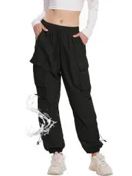 Produktbild: YINGWIN Damen Cargohose, Schnelltrocknend, Wasserdicht, 6 Taschen, Verstellbarer Kordelzug, Elastischer Bund – Outdoor Jogginghose