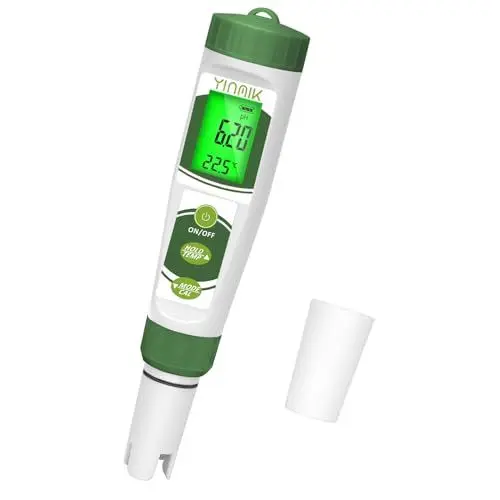 Produktbild: YINMIK pH Messgerät Wasser, Digitales pH Messgerat 4 in 1 pH ppm EC Temperatur pH Meter for Water, Hohe Präzision pH und EC Messgeräte für Pool, Wasser, Aquarium,Hydroponik