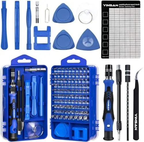 Produktbild: YINSAN Feinmechaniker Schraubendreher Set, 120 in 1 Präzisions Werkzeug Kit mit Torx T2 T5 T6 T8 T9, Handy Reparatur Set für PC, iPhone, MacBook, PS5, Xbox, Switch, Kamera, Uhr, Brille, Türklingel