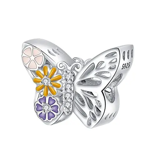 Produktbild: Yinsen Schmetterling Charm Bead Anhänger 925 Sterling Silber, für Europäische Armbänder und Halsketten,weihnachts geschenke mädchen