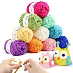 Produktbild: YINVA Häkelgarn 10 Farben x 25g Acryl Wolle Zum Häkeln 70M Dicke Wolle Zum Stricken Häkelwolle für Anfänger Crochet Yarn für Häkeln Stricken und Handwerk