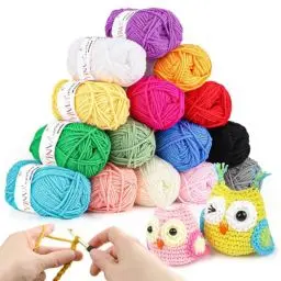 Produktbild: YINVA Häkelgarn 15 Farben x 25g Acryl Wolle Zum Häkeln 70M Dicke Wolle Zum Stricken Häkelwolle für Anfänger Crochet Yarn für Häkeln Stricken und Handwerk