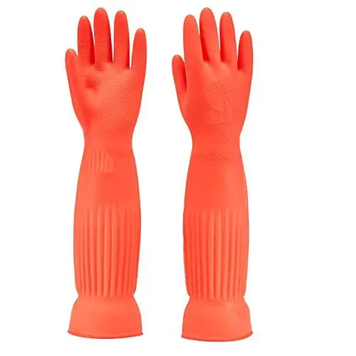 Produktbild: YIOIY Reinigungshandschuhe, wasserdichter und ölbeständiger Gummihandschuh für Küchenreinigung, Kleidung, Reinigung, Haushaltsreinigung, Geschirrspülen, Autowäsche, Haustierpflege (Rot, M)