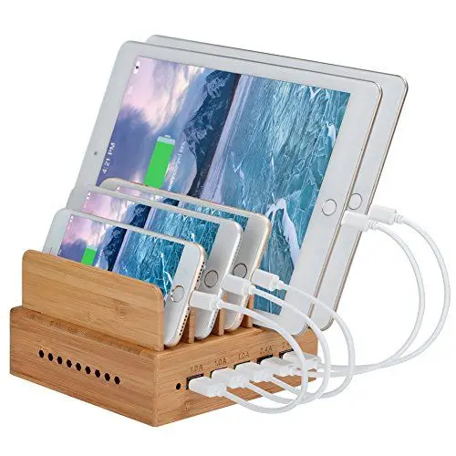 Produktbild: Yisen Handy Ladestation USB Ladegerät mehrfach Ladestation für mehrere Geräte Smartphone, Tablets (mit 5 USB Kabel)