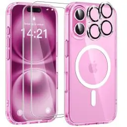 Produktbild: YisrLery 5-in-1 Kompatibel mit iPhone 16 Hülle für Mag Safe mit 2 Stück Schutzfolie und 2 Stück Kameraschutz Militärnorm Schutz, PC Kratzresistente Rückseite Stoßfest Magnetische Hülle 6.1- Klar