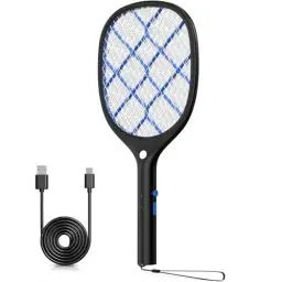 Produktbild: YISSVIC Elektrische Fliegenklatsche extra stark 4000 V mit LED Beleuchtung und Akku Aufladbar Schwarz
