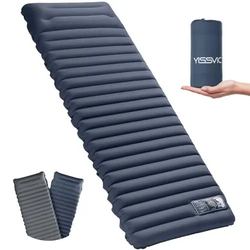 Produktbild: Yissvic Isomatte Camping Selbstaufblasend Aufblasbare Schlafmatte mit Fußpumpe Wasserdicht Luftmatratze Outdoor für Wandern Outdoor Tannenblau