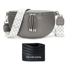 Produktbild: YISUOHOOM Bauchtasche Damen Umhängetasche klein Crossbody Bag Veganes Leder Brusttasche Kleine Handtasche Grau Geschenke für Frauen