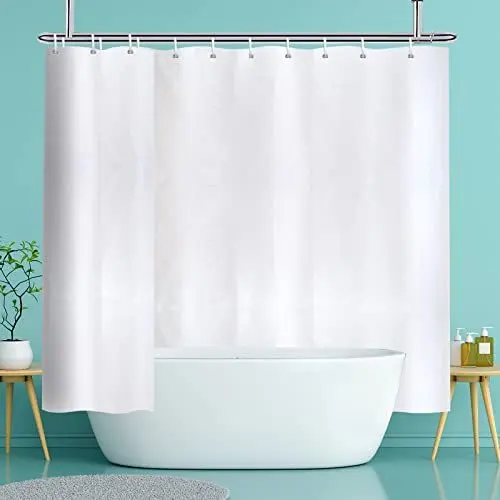 Produktbild: YISURE Duschvorhang 240x200 Weiß Antischimmel, Duschvorhang mit Magnet wasserabweisend Textil für badewanne, Breite 240 x Höhe 200cm