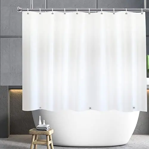 Produktbild: YISURE Duschvorhang Kunststoff kurz 150cm Höhe, Weiß kürzerer Duschvorhang Plastik mit Magnet Saum, Breite 180 x Höhe 150cm
