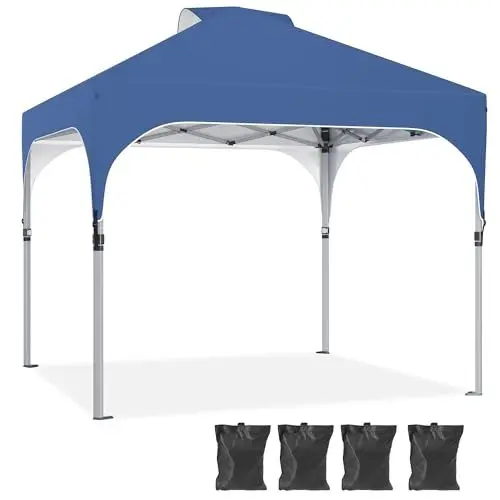 Produktbild: YITAHOME 2,5 x 2,5m wasserdichte Pavillon Faltpavillon, Faltbarer Pop up Pavillon Outdoor Anti-UV Gartenpavillon Höhenverstellbarfür Alle Jahreszeiten Für Party Camping Märkte Pool Festival, Blau