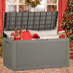 Produktbild: YITAHOME 380LAufbewahrungsbox für den Außenbereich, wasserdicht, große Kunstharz-Deckboxen, Garten-Aufbewahrungsbox, Outdoor-Kissen, abschließbar, Garten-Aufbewahrungsbehälter, 121x54x61cm(Hellbraun)
