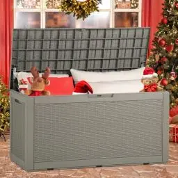 Produktbild: YITAHOME 380L Aufbewahrungsbox für den Außenbereich, wasserdicht, große Kunstharz-Deckboxen, Garten-Aufbewahrungsbox, Outdoor-Kissen, abschließbar, Garten-Aufbewahrungsbehälter, 120x53x63cm(Hellbraun)