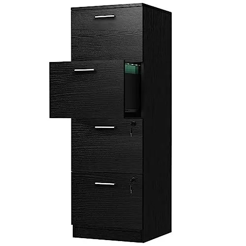 Produktbild: YITAHOME Aktenschrank mit 4 Schubladen, Büroschrank Abschließbar,130,7cm tiefer vertikaler Aktenschrank für Aktenordner in A4-Größe, Schubladenschrank für Zuhause und Büro