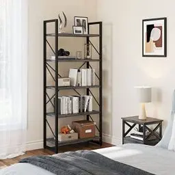 Produktbild: YITAHOME 5 Etagen Bücherregal, industrielles kunstvolles graues Bücherregal, Bücherregal, Bücherregal, Aufbewahrungsregal, Bücherhalter, Organizer für Bücher, Filme im Wohnzimmer, Heimbüro,