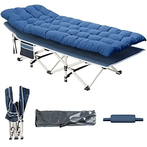 Produktbild: YITAHOME Faltbare Campingbetten für Erwachsene, Strapazierfähiges, Robustes Feldbett mit Matratze, Starke Dickere Röhren, Schlafbett für das Reisebüro im Freien, Blau
