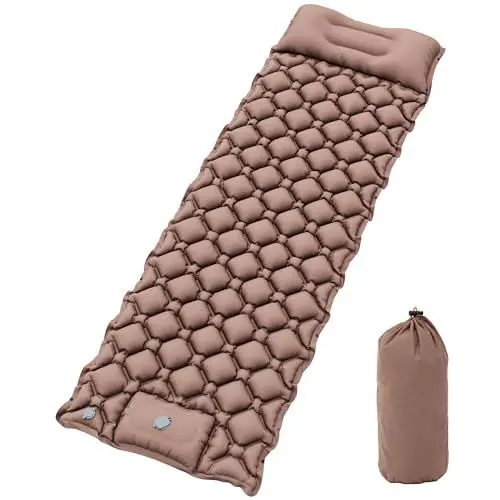 Produktbild: YITAHOME Isomatte Selbstaufblasend Ultraleichte Camping Luftmatratze mit Eingebaute Pumpe und Kissen, Camping Matratze mit Fußpumpe und Tragetasche für Outdoor, Camping, Reisen, Wandern (Wüste Gelb)
