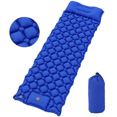 Produktbild: YITAHOME Isomatte Selbstaufblasend Ultraleichte Camping Luftmatratze mit Eingebaute Pumpe und Kissen, Camping Matratze mit Tragetasche und Fußpumpe für Outdoor, Camping, Reisen, Wandern (Saphir Blau)