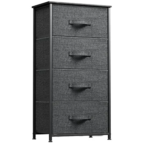 Produktbild: YITAHOME Kommode, Schrank, Aufbewahrungsschrank, 4 Schubladen aus Stoff mit Griffen, Aufbewahrungskommode, grau