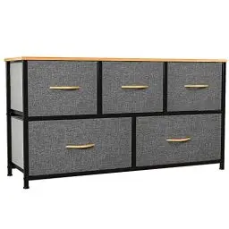 Produktbild: YITAHOME kommode mit Schubladen, Schrank mit 5 Schubladen aus Stoff für Schlafzimmer, Wohnzimmer, Kinderzimmer, Flur, Dunkelgrau Aufbewahrungsschrank