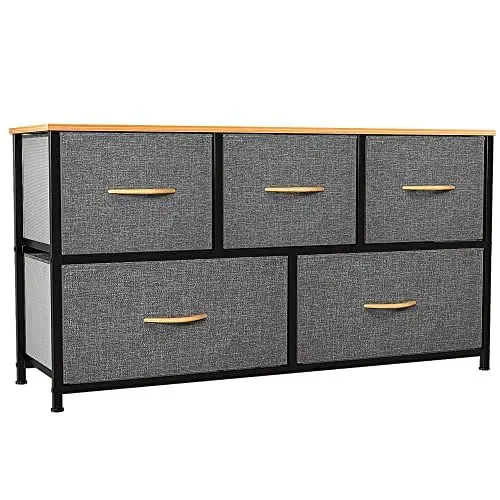 Produktbild: YITAHOME kommode mit Schubladen, Schrank mit 5 Schubladen aus Stoff für Schlafzimmer, Wohnzimmer, Kinderzimmer, Flur, Dunkelgrau Aufbewahrungsschrank