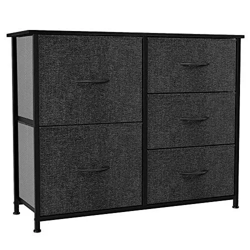 Produktbild: YITAHOME kommode mit Schubladen, Schrank mit 5 Schubladen aus Stoff, Aufbewahrungskommode Industrial Stil für Schlafzimmer, Wohnzimmer,Flur, Schwarz Aufbewahrungsschrank
