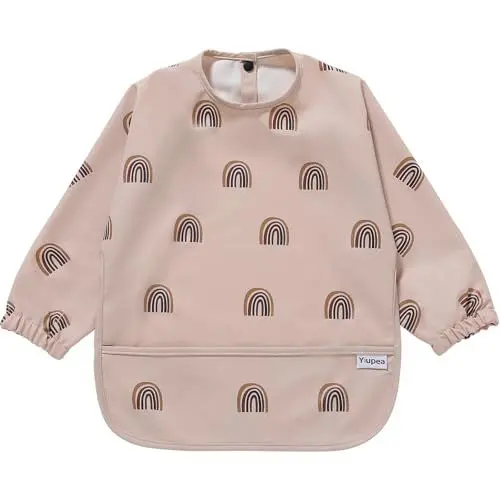 Produktbild: Yiupea Lätzchen mit Ärmeln Baby Mess Proof - Maschine Waschbar & Wasserdicht 6-24 Monate für Baby Led Weaning, Coverall Lätzchen für Baby-Fütterung-Rosa