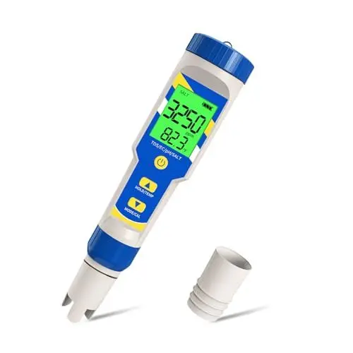 Produktbild: YIYEGO pH und Salzmessgerät für Pools, pH Messgerät Wasser, Wassertest aquarium, Salzwasser Whirlpo Tester, 5 in 1 TDS EC-Salzgehalt pH für Aquarium, Trinkwasser, Hydrokultur, Salzwasser, SPA, Brauen