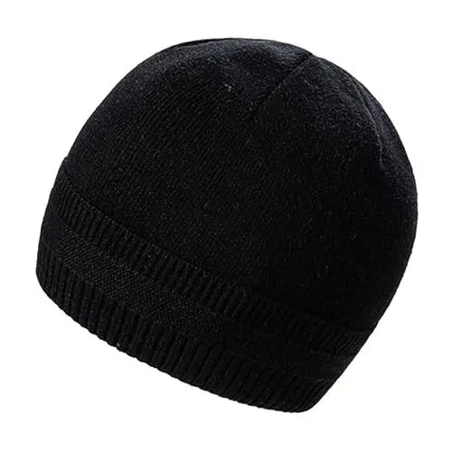 Produktbild: YIzdegg Damen Gehrock Herren- und Damenmütze aus Melonenhaut-Strickgarn für und Winter mit samtwarmer Mütze mit Flansch Damen Gehrock Elegant (Black, One Size)