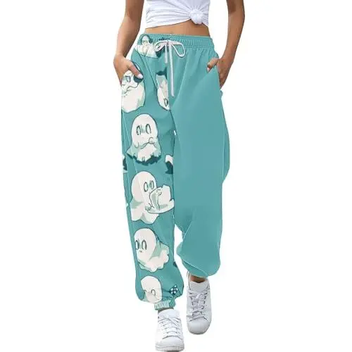 Produktbild: YIzdegg Damen Jogginghose Jogginghose Workout Hohe Taille Yogahose Mit Taschen Viskose Hose Damen (Light Blue, S)