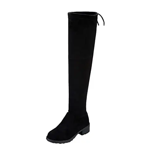 Produktbild: Schlangenmuster Damen Overknee Stiefel Lange Stiefel Komfort Chunky Heels Schuhe Glühweinbecher Keramik (Black, 41)