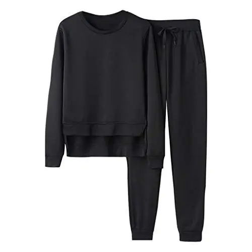 Produktbild: Generisch Kurzjacke Damen Winter Damen Casual Sport Sweatshirt Hose Set Zweiteiliger Anzug Crop Tops + Hose Kurze Hosen Damen (Black, L)