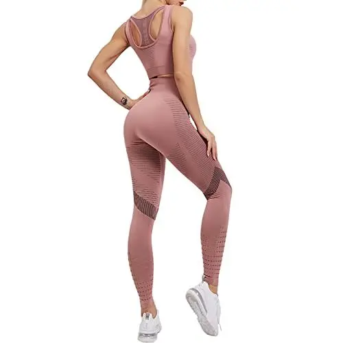 Produktbild: YIzdegg Sport-BH-Strumpfhose für Damen, Hüfthebe-Leggings, Yoga-Hose, Yoga-Kleidung, Sportanzug Laufset Damen (Pink, XL)