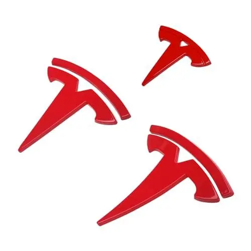 Produktbild: YJMOTOR Fit Model Y Logo-Aufkleber für Vorder- und Hinterkofferraum, Emblem-Abzeichen, Aufkleber für Tesla Model Y-Zubehör (rot)