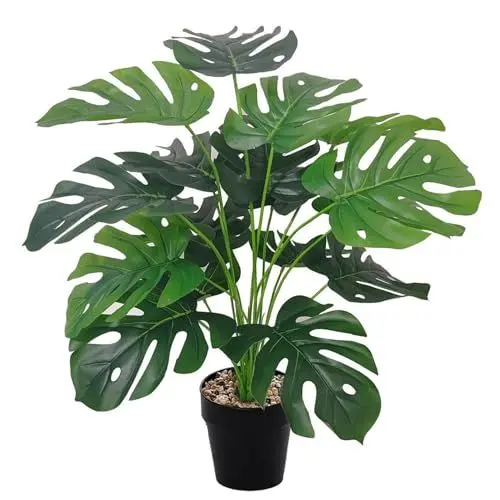 Produktbild: YJWZ Kunstpflanzen Groß 75CM Grün Geflecktes Splitphilo-Pflanze Monstera 18 Zweige im Topf Hawaii Grün Fake Plant Künstliche Pflanze für Schlafzimmer Büro Garten Hochzeit Party Deco