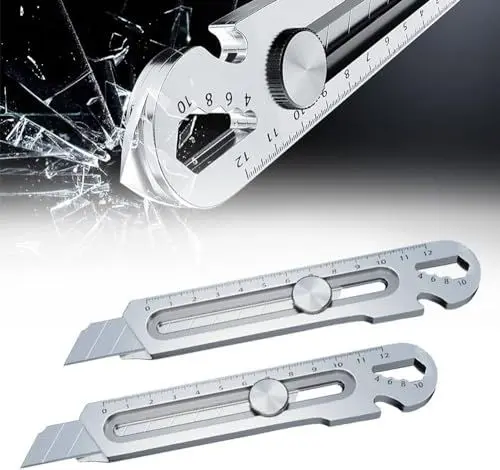 Produktbild: YJWZ Schweres Mehrzweck Gebrauchsmesser, 2024 Profi Cuttermesser, Edelstahl Universalmesser, Multifunktionales Mehrzweck Teppichmesser Druckguss Cutter Messer (2PC)