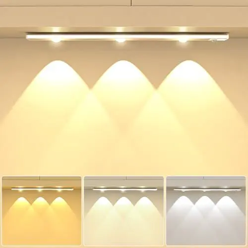 Produktbild: Ylatoial 30CM Unterbauleuchte Schrankbeleuchtung mit Bewegungsmelder, 1200mAh LED Leiste Schranklicht mit Bewegungsmelder USB Aufladbar Schrankleuchten Dimmbar Nachtlicht für Küche Schlafzimmer Treppe