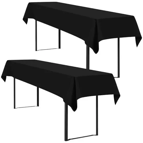 Produktbild: YMHPRIDE 2Pack weiße Wasserdicht Biertisch Tischdecke,für 50-70 cm Tischbreite,Biertisch Biertischhussen Bierzeltgarnitur Rechteckige Tischdecken Waschbar 100x260cm für Gartenbankett-Gartenmöbel.