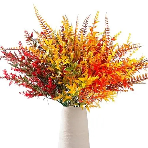 Produktbild: YMIFEEY Herbstblumen Künstlich, 8 Bündel Herbststrauß Kunstblumen Herbst Farbverlauf Herbstblätter Herbstzweige, Herbst Pflanze Blumen für Herbstdeko Innen Draußen Outdoor Deko (8*Herbstgras)