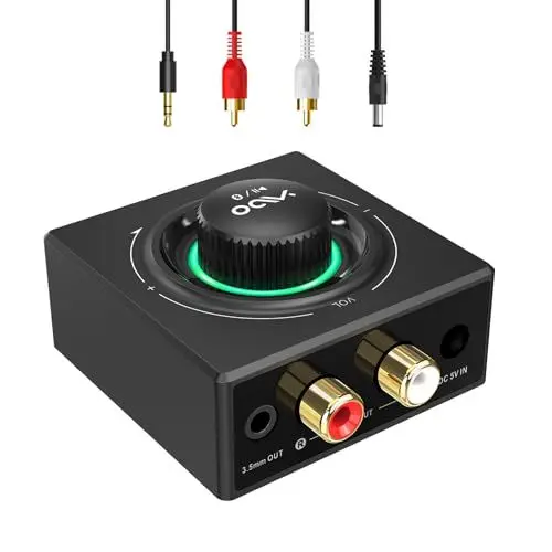 Produktbild: YMOO B06T3Pro Bluetooth-Empfänger, kabelloser Audio-Adapter mit AptX HD, Lautstärkeregelung mit geringer Latenz, 3,5 mm AUX-Cinch-Dual-Link mit Smartphone/Tablet/Laptop für Heim-Stereo-Lautsprecher
