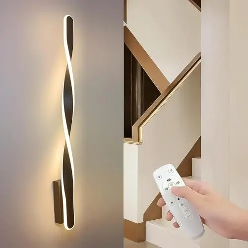 Produktbild: YNDD Wandlampe Innen led mit Fernbedienung, 36W Lang Wandleuchte Dimmbar Schwarz 3000K-6000K Modern Up and Down Linear Wandlicht für Flur Wohnzimmer Schlafzimmer Gang Treppe Wandbeleuchtung 31.5 Zoll