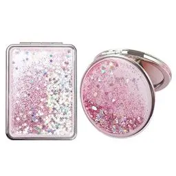 Produktbild: Yngffb Taschenspiegel, 2 Stücke Taschenspiegel Klappbar, Mini Spiegel, Taschenspiegel Klappbar, Handspiegel Klein Geeignet Für Die Reise, Nehmen Sie Es Mit (Rosa Anzug)