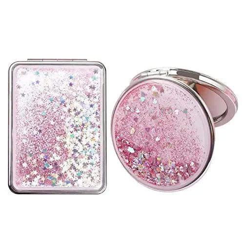 Produktbild: Yngffb Taschenspiegel, 2 Stücke Taschenspiegel Klappbar, Mini Spiegel, Taschenspiegel Klappbar, Handspiegel Klein Geeignet Für Die Reise, Nehmen Sie Es Mit (Rosa Anzug)